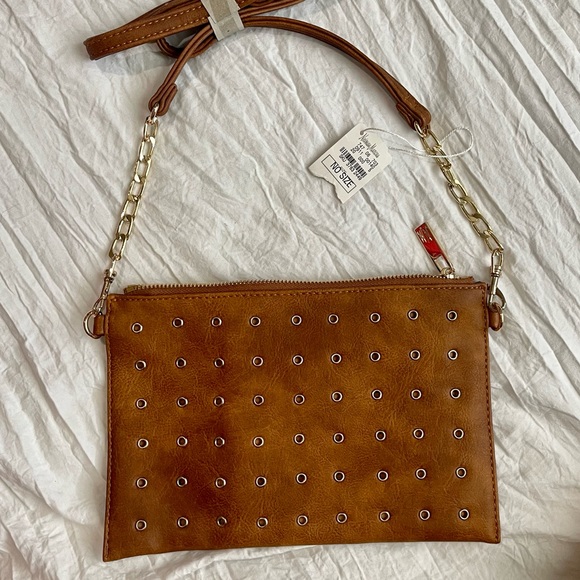 Neiman Marcus Handbags - Neiman Marcus Light Brown Crossbody Purse (with detachable strap)